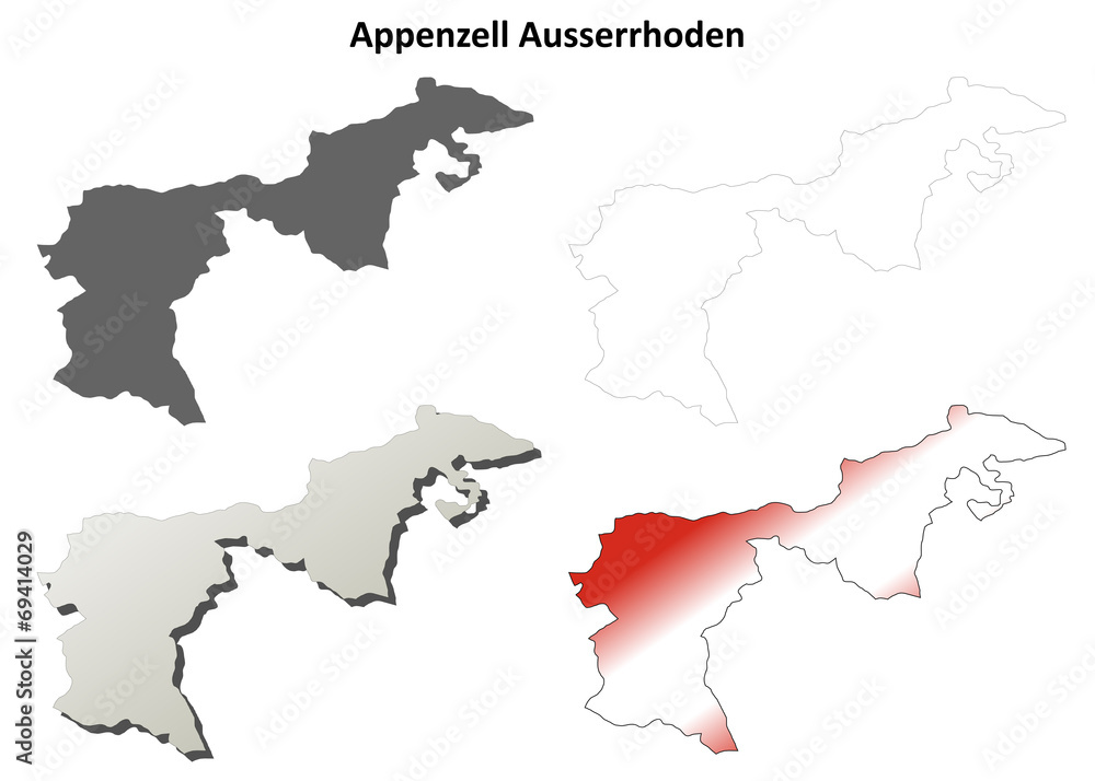 Obraz premium Appenzell Ausserrhoden blank detailed outline map set