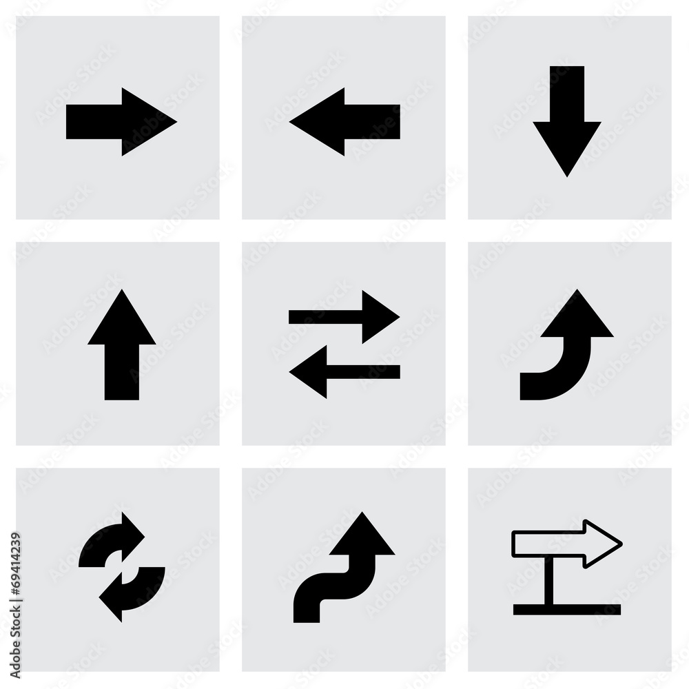 Vector black arrows icons set Vector black arrows icons set