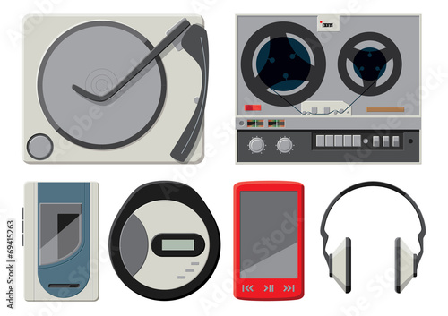 6 colourful vector music players