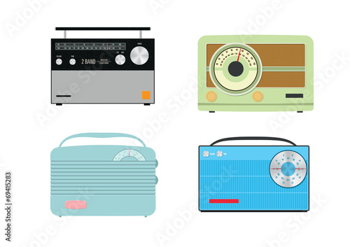 Four colourful retro vector radios