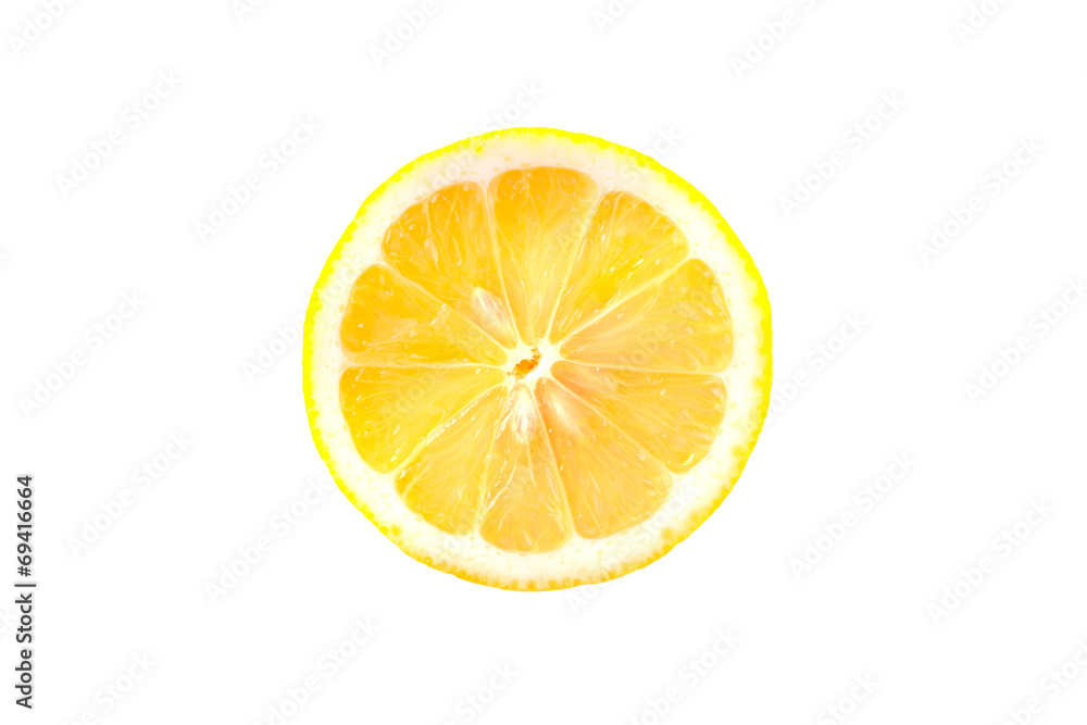 Closeup of lemon slice isolated on white background Closeup of lemon slice isolated on white background