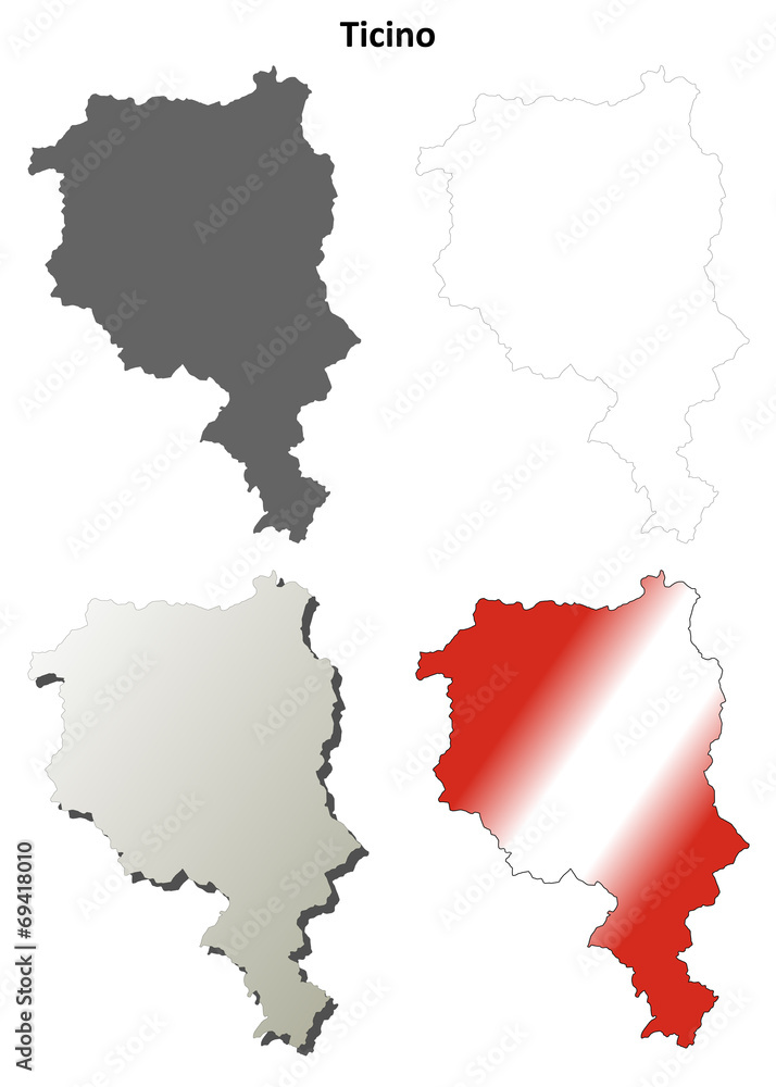 Ticino blank detailed outline map set Ticino blank detailed outline map set