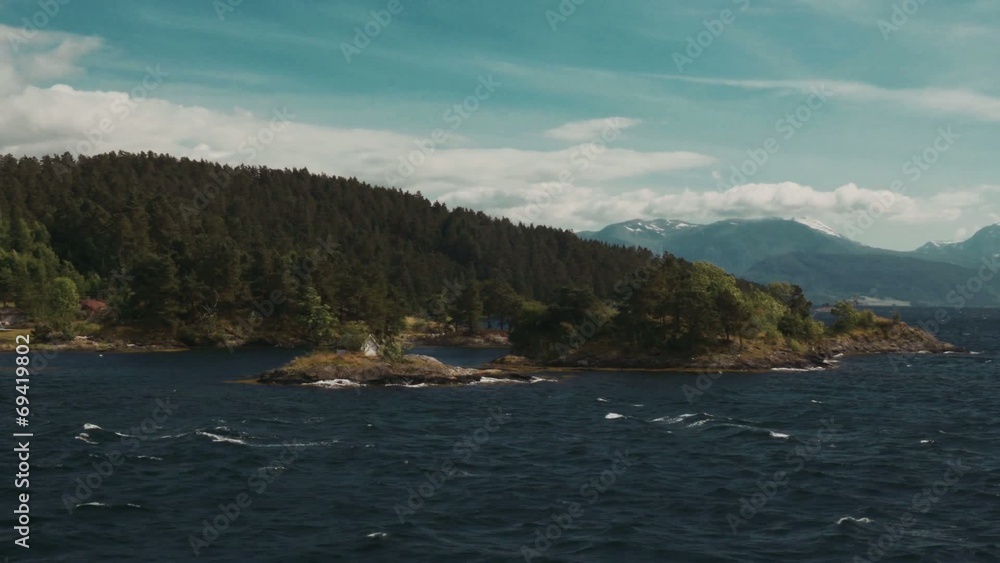 Trip With Boat Along Coastline, Fjord, Norway Trip With Boat Along Coastline, Fjord, Norway