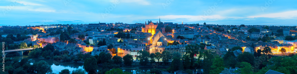 Panorama of Poitiers at night