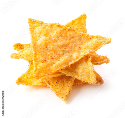 Corn chips with pepper isolated on white