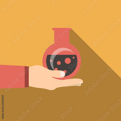 chemical experiment, hand mixed chemicals vector illustration
