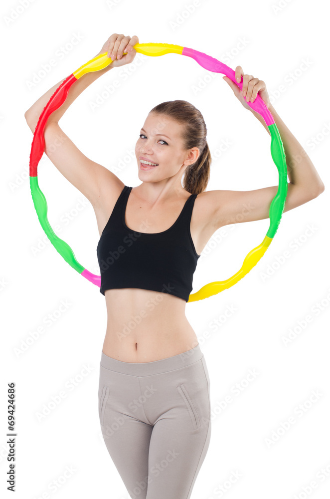 Young woman in sports concept isolated on white Young woman in sports concept isolated on white