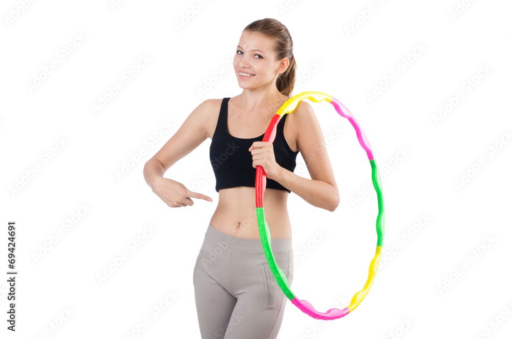 Young woman in sports concept isolated on white Young woman in sports concept isolated on white