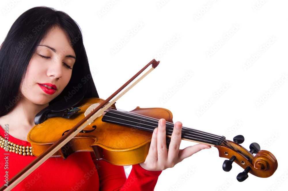 Woman playing violin isolated on the white Woman playing violin isolated on the white