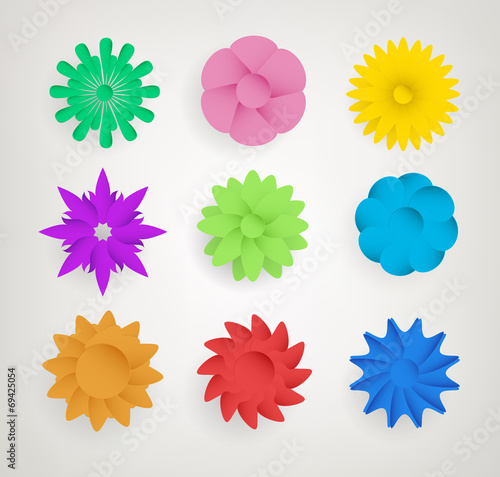 Set Of Abstract Flowers