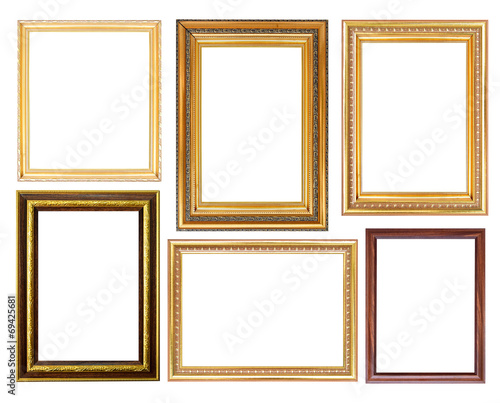 gold picture frame. Isolated on white background