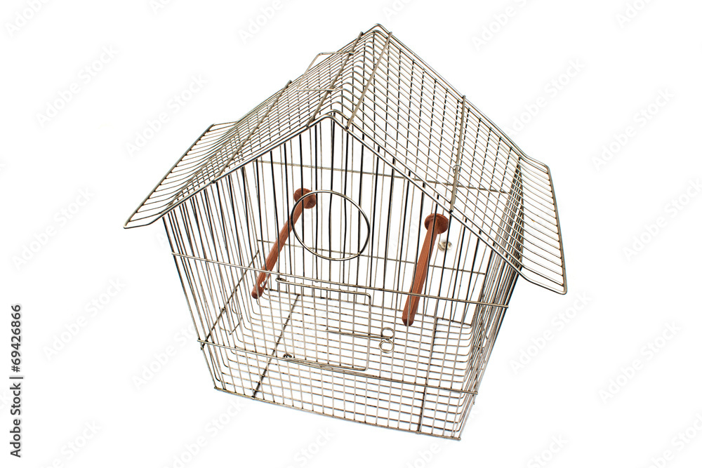 Fototapeta premium Empty bird cage isolated on white