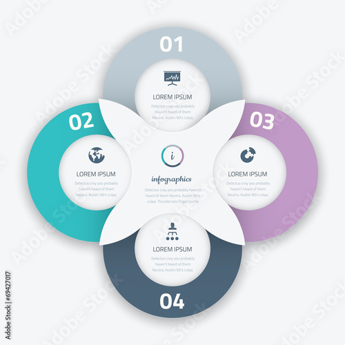 Beautiful four infographic vector circle business option element