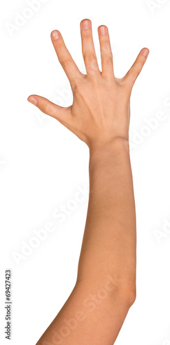 The open hand of a young woman