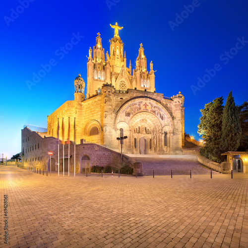 Tibidabo church on mountain in Barcelona