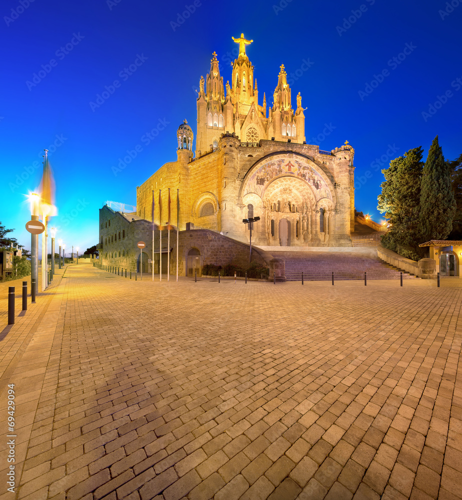 Tibidabo church on mountain in Barcelona