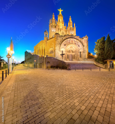 Tibidabo church on mountain in Barcelona