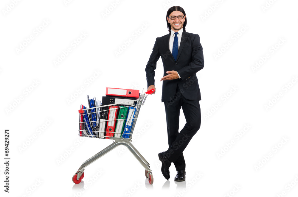 Man with business folders isolated on white Man with business folders isolated on white
