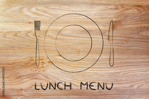Canvas Print fork and knife, restaurant themed design: menu of the day