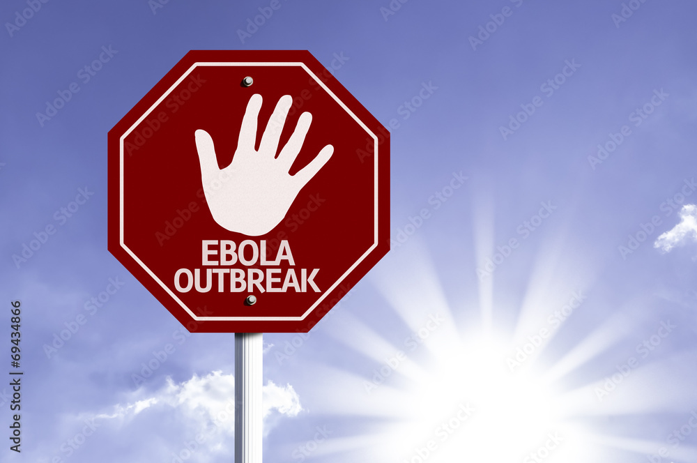 Stop Ebola Outbreak red sign with sun background Stop Ebola Outbreak red sign with sun background