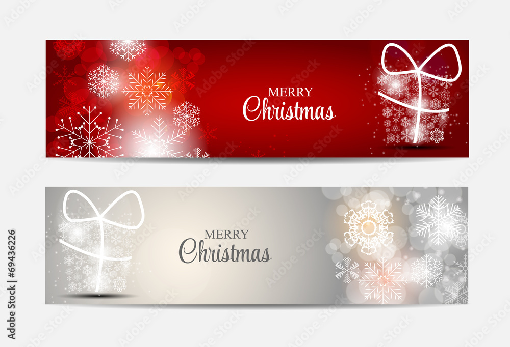 Christmas Snowflakes Website Header and Banner Set Background Ve