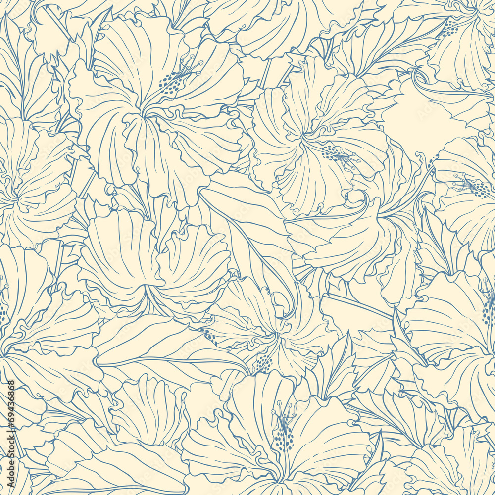blue pattern with hibiscus blue pattern with hibiscus