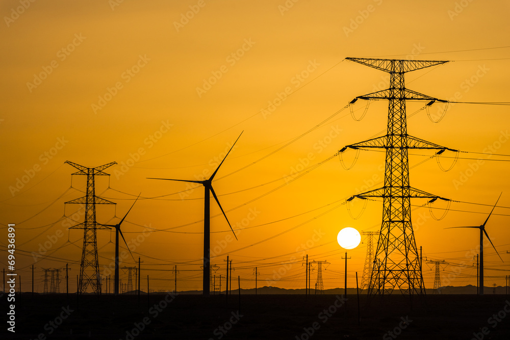 sunset over a windfarm sunset over a windfarm