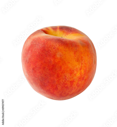 Single peach on a white background