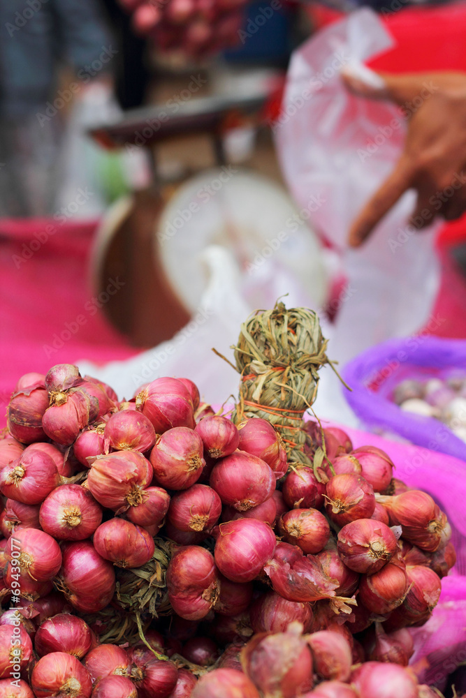 Shallot - asia red onion in the market