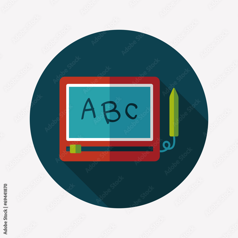 children drawing board flat icon with long shadow