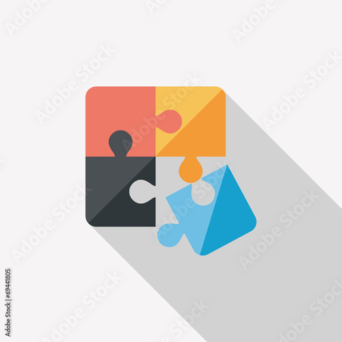 Puzzle flat icon with long shadow,EPS 10