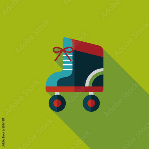 Roller skates flat icon with long shadow