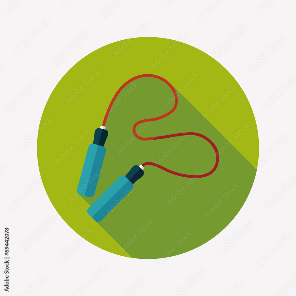 Skipping rope flat icon with long shadow