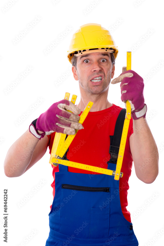 worker with yardstick is over-worked worker with yardstick is over-worked