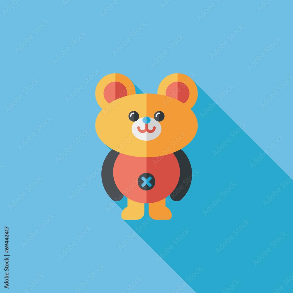 teddy bear flat icon with long shadow teddy bear flat icon with long shadow