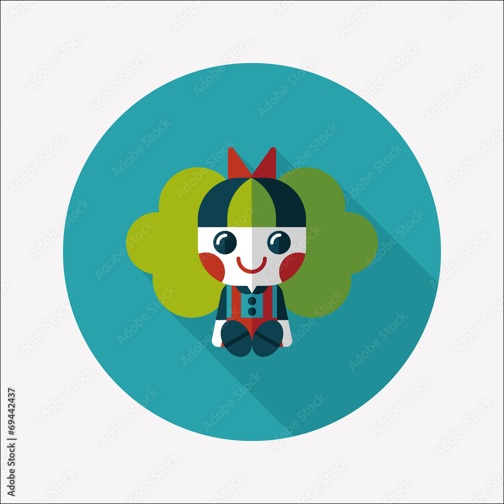 girl doll toy flat icon with long shadow,eps 10
