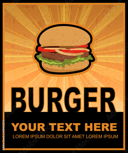 Burger grunge retro poster