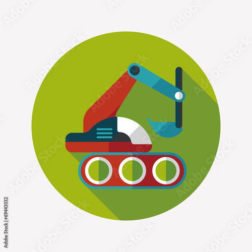Excavator digger flat icon with long shadow,eps 10