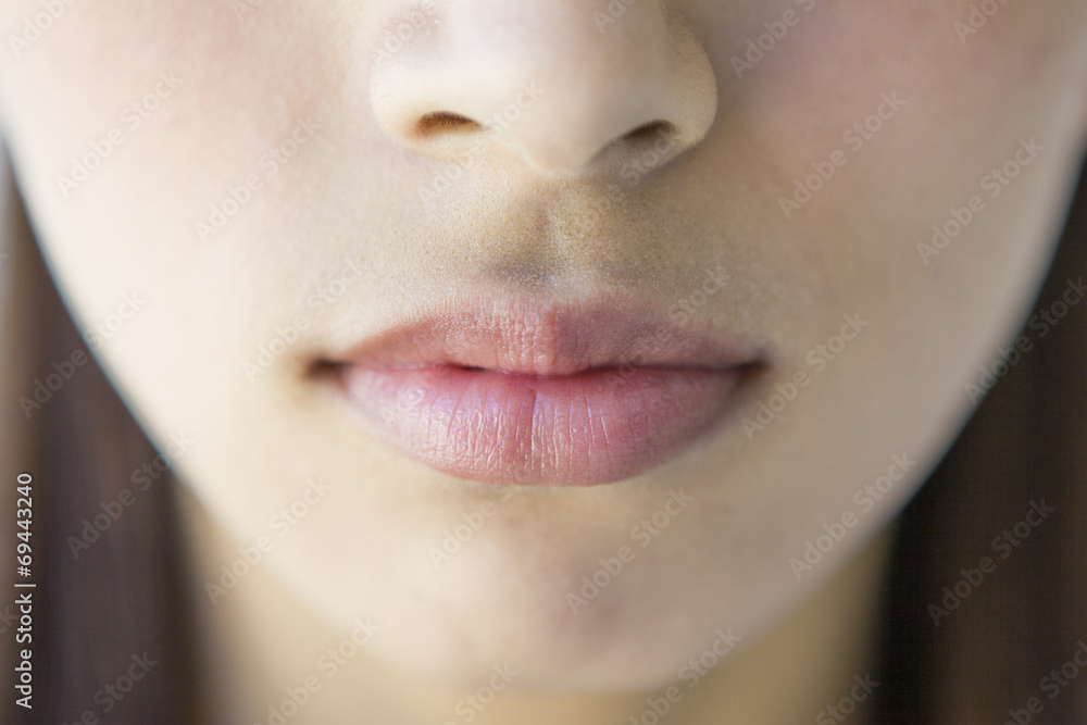 Obraz premium Close-up of the mouth of the female