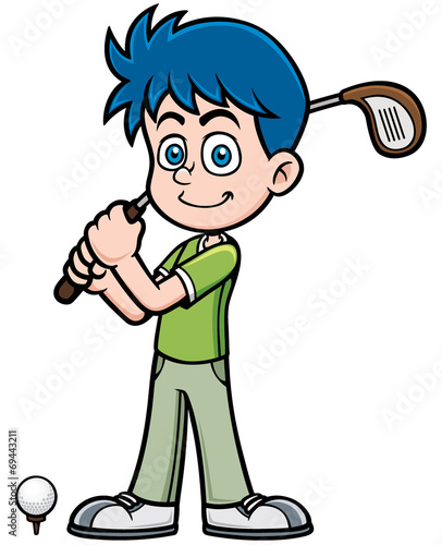 Vector illustration of young golf player