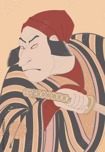 東洲斎写楽 二代目中村仲蔵の百姓つち蔵、実は惟高親王のイラスト