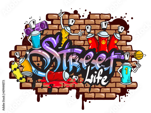 Graffiti word characters composition