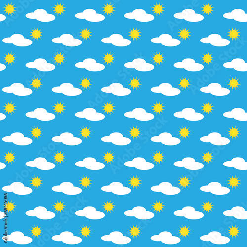 Seamless pattern with sun and cloud