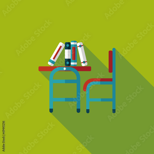 Vintage school desk flat icon with long shadow,eps10
