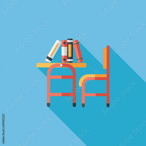 Vintage school desk flat icon with long shadow,eps10