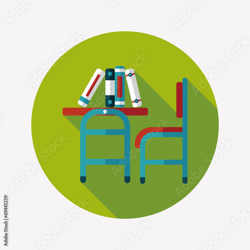 Vintage school desk flat icon with long shadow,eps10