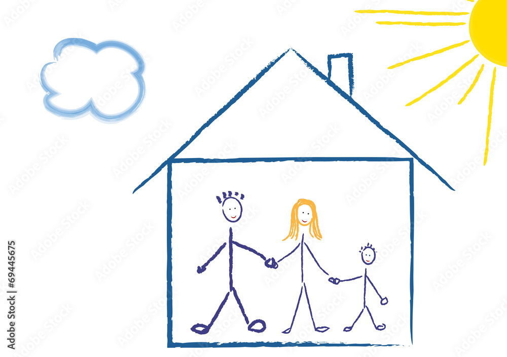 Obraz premium Familie mit Haus