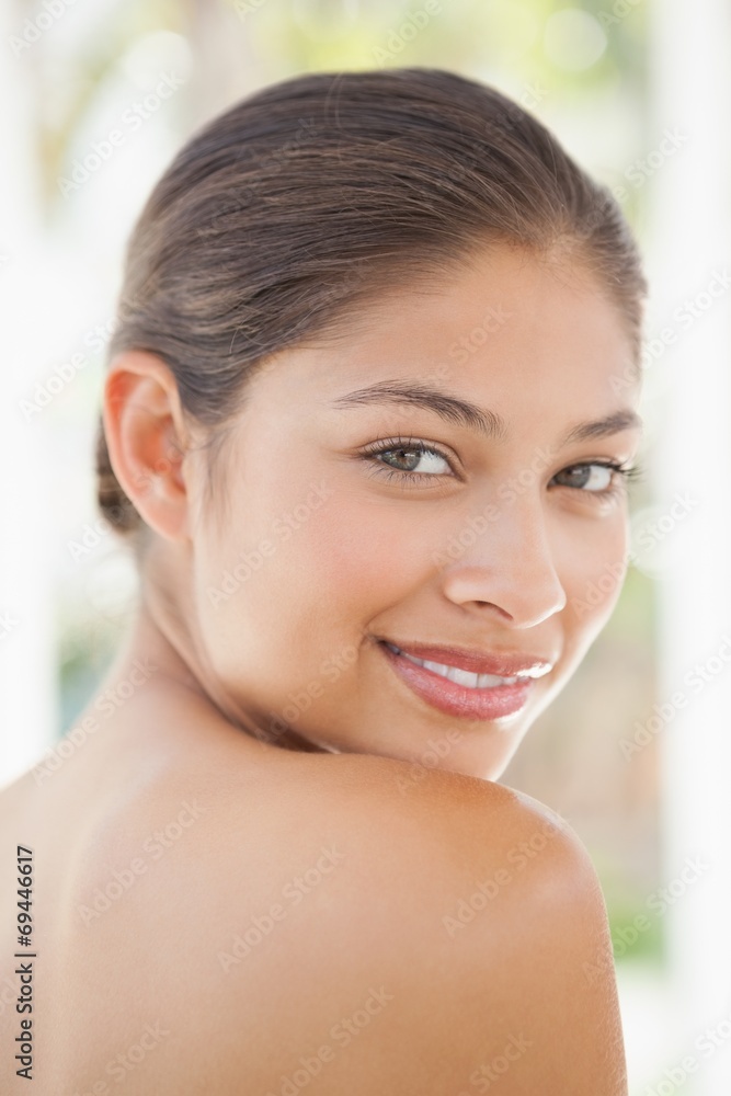 Beautiful brunette smiling at camera Beautiful brunette smiling at camera