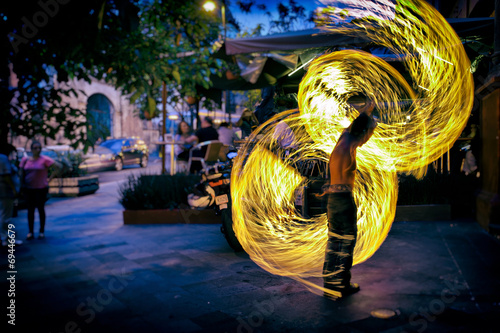 Fire Dancer Street Performer in Cuernavaca, Mexico photo