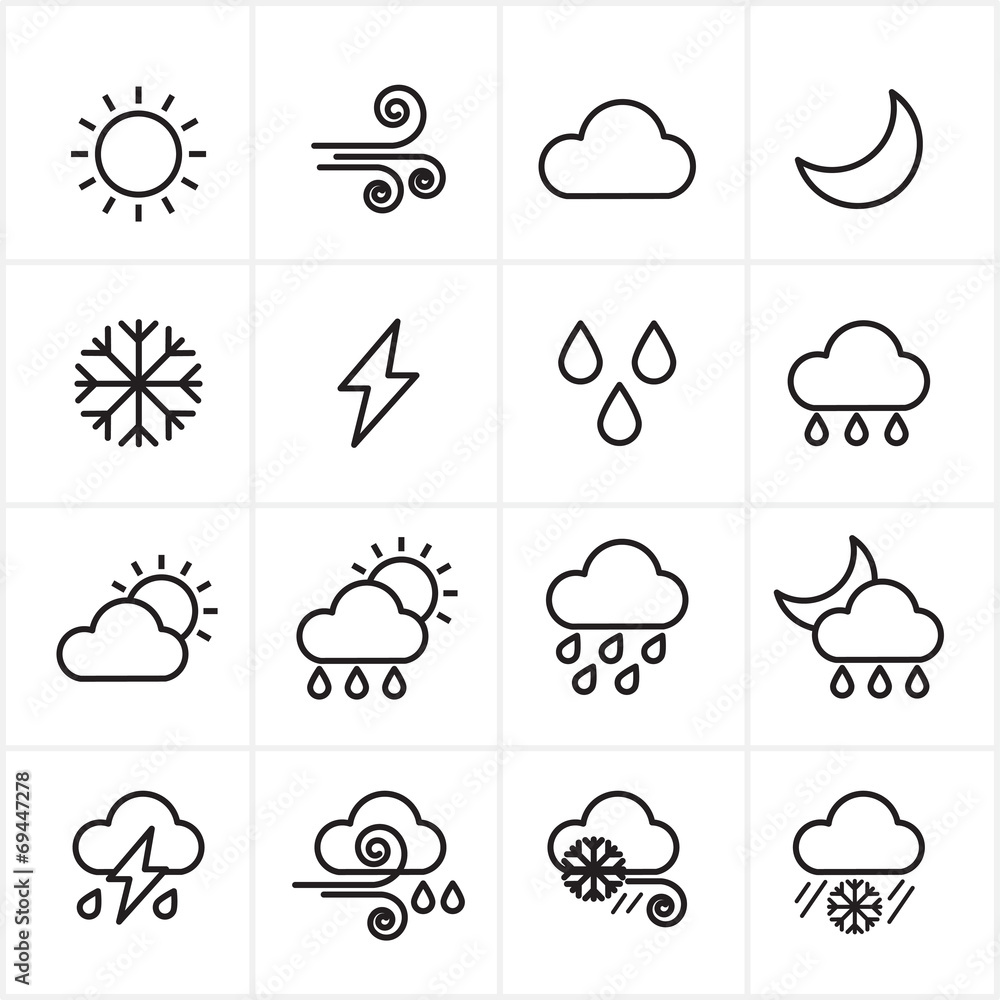 Flat Line Icons Weather Icons Vector Illustration Flat Line Icons Weather Icons Vector Illustration